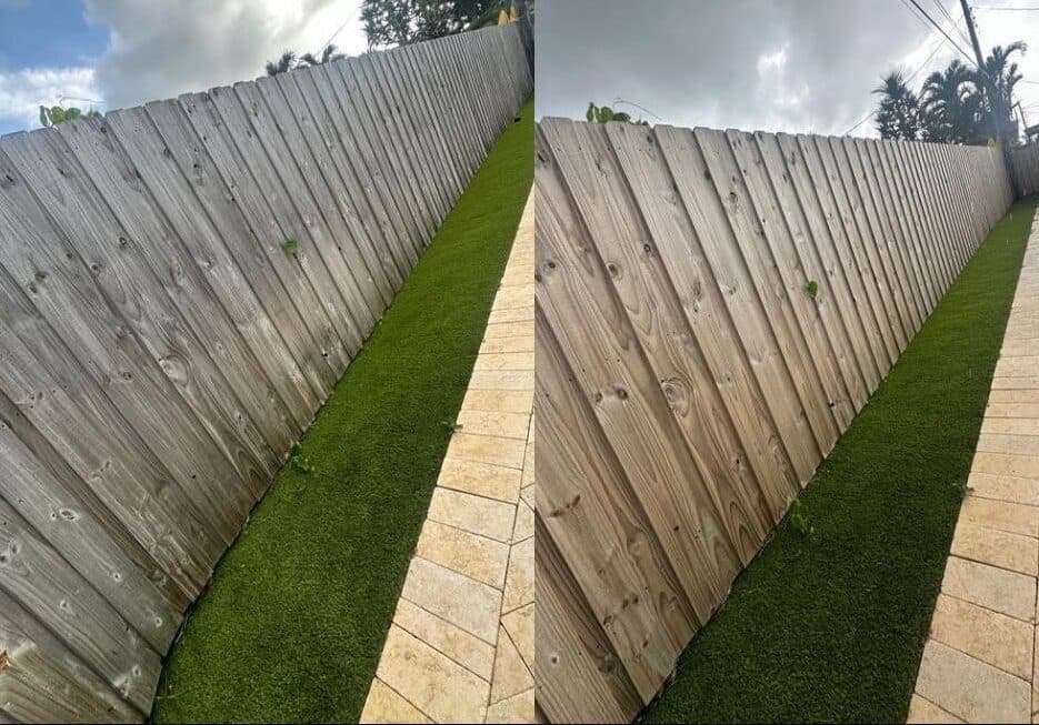 Restauración de cercas — antes y después